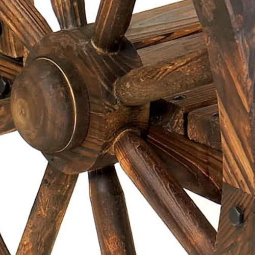 Vista 3 de Zingz & Thingz Rustic American Old West Outdoor Home & Garden - Banco de ruedas de madera para exteriores, 42.25 x 21 x 31 pulgadas, marrón
