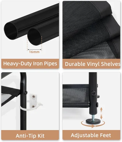 Vista 4 de STORAGE MANIAC Zapatero alto de 10 niveles, 20 pares de estantes estrechos y delgados, soporte de zapatos con marco de metal para espacios pequeños