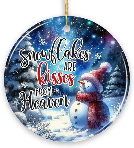 Vista 31 de Adorno de Navidad de trineo ártico, muñeco de nieve, hecho a mano, regalo de invierno helado
