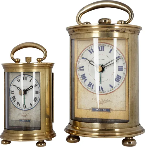 Vista 3 de JUSTIME Reloj despertador de mesa analógico coleccionable de latón macizo para regalo, decoración del hogar, funciona con pilas (grande)