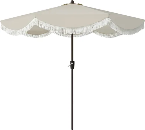 Vista 7 de Tempera Sombrillas de mesa festoneadas de 9 pies con inclinación automática para patio, con toldo resistente a la decoloración, 8 barras
