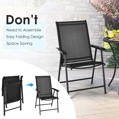 Vista 7 de Giantex Juego de 2 sillas plegables para patio, sillas de comedor portátiles al aire libre con reposabrazos para porche, camping, piscina, playa