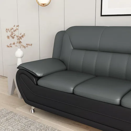 Vista 9 de Container Furniture Direct Silla y sofá de piel sintética de estilo moderno con reposabrazos extra cómodos, ideal para sala de estar, dormitorio u