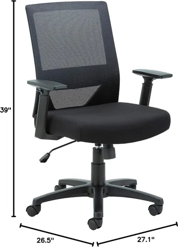 Vista 2 de Lorell Silla de trabajo de malla con respaldo medio, color negro