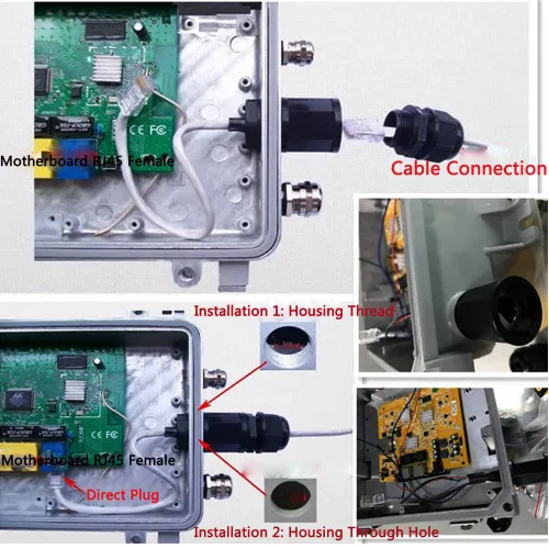Vista 5 de 2 unids M20 RJ45 impermeable Cat5/5e/6 8P8C conector IP67 Ethernet LAN Cable Conector doble cabeza con escudo Cat6 Cable de red LAN al aire libre