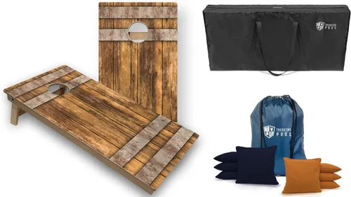 Vista 8 de Tailgating Pros Cornhole Boards - Juego de Cornhole de 4 x 2 pies con patrón de madera de grado torneo con funda de transporte y juego de 8 sacos