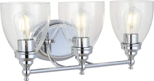 Vista 15 de JONATHAN Y Lámpara de pared LED cromada de 5.5 pulgadas, cableado para baño, pantalla de vidrio transparente con semillas, iluminación de pasillo