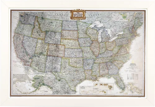 Vista 19 de Póster de lienzo enrollado personalizado con mapa de EE.UU. como arte de pared con chinchetas – Mapa ejecutivo grande de 24" x 36" de EE.UU.
