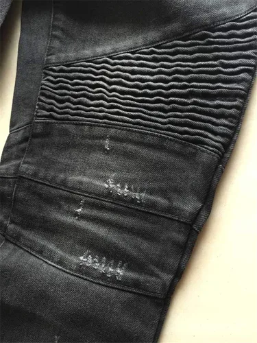 Vista 4 de Andongnywell Destroyed - Pantalones de mezclilla ajustados para hombre, estilo casual, largos, rasgados, con bolsillos