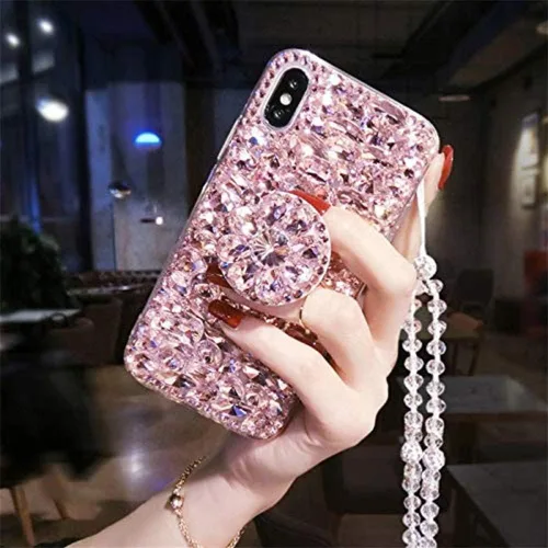 Vista 6 de Funda para Samsung Galaxy S21 5G, funda con soporte de diamante con purpurina 3D, color verde