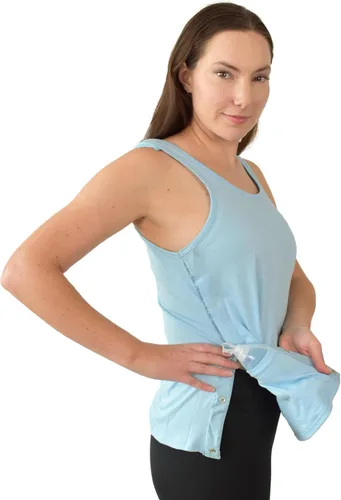 Vista 22 de Inspired Comforts Camiseta sin mangas de recuperación de mastectomía poscirugía con bolsillo de drenaje y acceso a presión