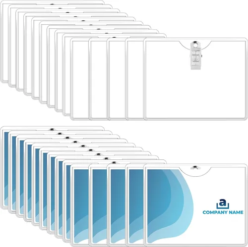 Vista 7 de Eaasty - Paquete de 50 etiquetas de nombre con clips transparentes