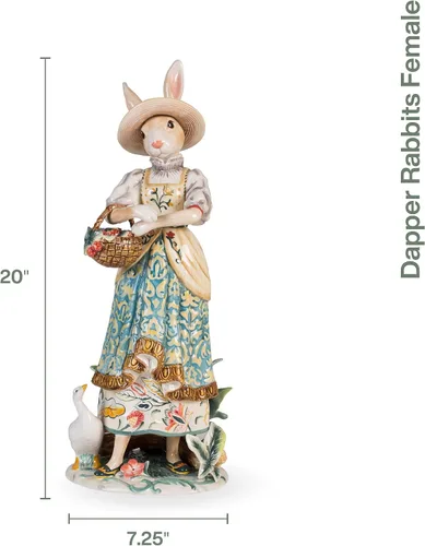 Vista 5 de Fitz and Floyd Dapper - Figura de cerámica femenina de conejo, 20 pulgadas