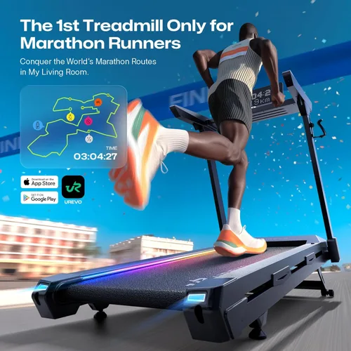 Vista 2 de 1st Smart Home - Cinta de correr solo para maratonistas con masajeador inteligente de pantorrillas, cintas de correr silenciosas UREVO para el hogar
