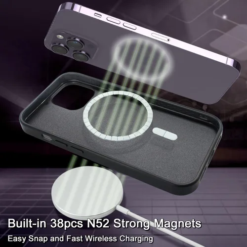 Vista 3 de Harryshell Funda magnética para iPhone 13 Pro Max compatible con carga inalámbrica MagSafe y MagSafe con bolsillo con cremallera para montaje