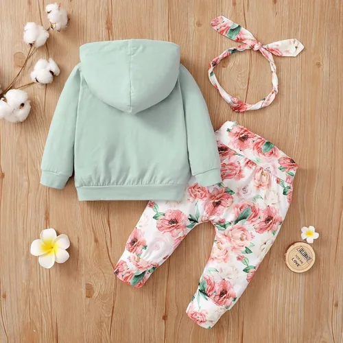 Vista 7 de Conjunto de sudadera con capucha para bebé y niña conjunto de pantalones deportivos de manga larga para otoño e invierno