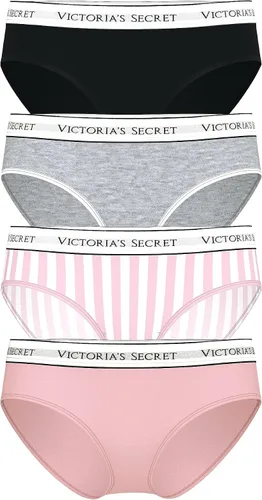 Vista 11 de Victoria's Secret Ropa interior hipster de algodón con logotipo para mujer, bragas de cobertura moderada para mujer, paquete múltiple (XS-XXL)
