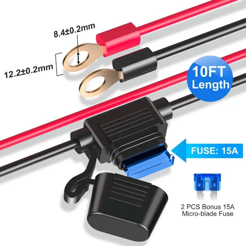 Vista 4 de Cargador de Coche Resistente de 10 Pies 12V/24V, Adaptador de Encendedor de Cigarrillos de 216W de 7 Puertos con Carga Rápida USB-C PD30W/QC3.0