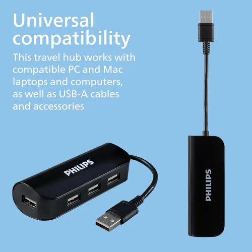 Vista 12 de Philips Concentrador multipuerto USB-C, con pantalla HDMI 4K, 10bps y 2 puertos de datos USB-A de 5 Gbps, entrega de energía de 100 vatios, conector