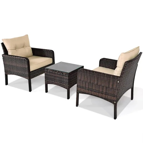 Vista 7 de KOTEK - Juego de muebles de patio de 3 piezas con cojines, color beige
