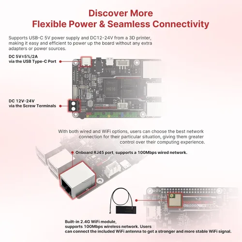 Vista 6 de BIGTREETECH Pi Tablero de control 64bit Quad Core, 1 GB DDR3L 40 pines GPIO compatible con SKR MINI E3 V3.0/Octopus V1.1/Pro, SKR V1.4