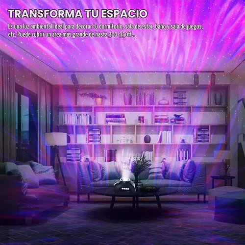 Vista 7 de Proyector Aurora Northern Lights para dormitorio con altavoz Bluetooth de música y ruido blanco, proyector de galaxia, proyectores de luz nocturna