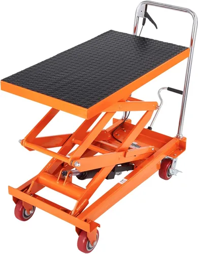 Vista 10 de VEVOR Carro de mesa de elevación hidráulica, capacidad de 500 libras, altura de elevación de 28.5 pulgadas, mesa de elevación manual de tijera