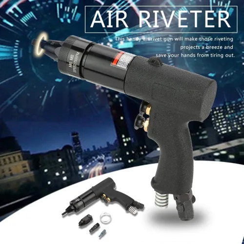 Vista 3 de Akozon - Pistola de ajuste de tuerca de remache neumática, herramienta automática de tuerca remachadora neumática (KP-739A)