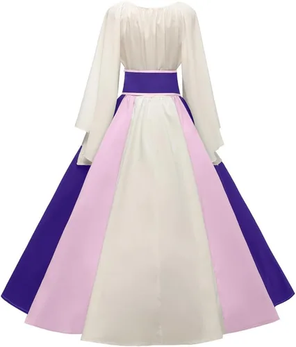 Vista 3 de Abaowedding - Vestido para mujer, medieval, renacentista, con mangas estilo trompeta, gótico, retro