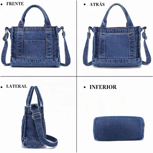 Vista 7 de AOCINA Bolso de mezclilla para mujer, bolso cruzado de hombro E-delft Azul Oscuro