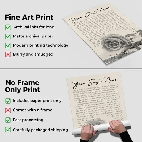 Vista 3 de H-DEWALL póster personalizable con letra de tu canción favorita y foto, lienzo inspirador con marco, arte de pared, regalo romántico para mujer