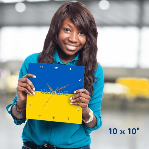 Vista 4 de 3dRose Flag of Ukraine of Blue and Yellow 10x10 Wall Clock