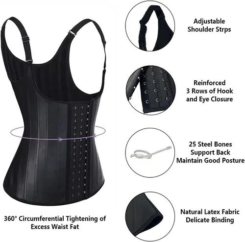 Vista 2 de Entrenador de cintura de látex para mujer, corsé de entrenamiento deportivo bajo el busto, faja moldeadora de reloj de arena