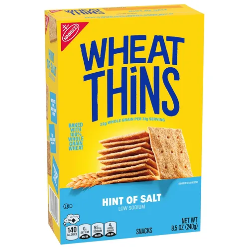 Vista 11 de Wheat Thins Galletas con un toque de sal, bajas en sodio, galletas integrales de trigo, paquetes a granel, 6 cajas de 8.5 onzas cada una Galletas