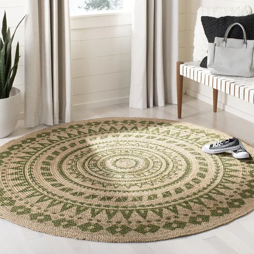 Vista 7 de SAFAVIEH Colección Natural Fiber - Alfombra de área redonda de 3 pies, color negro y natural, hecha a mano con mandala boho de yute trenzado, ideal