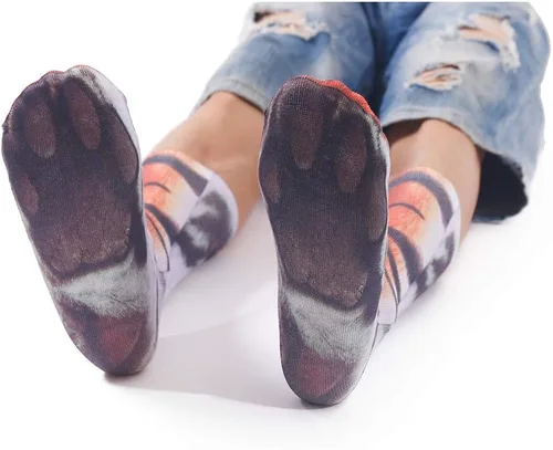 Vista 4 de Divertidos calcetines de patas de animales, calcetines novedosos locos 3D de pata de gato y perro, calcetines de Halloween para mujeres y hombres