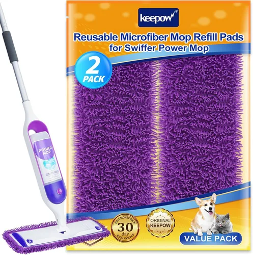 Vista 11 de KEEPOW - Almohadillas de repuesto reutilizables para mopa eléctrica compatibles con Swiffer PowerMop Power Mop Mopping Pad Refills for Wood Floor