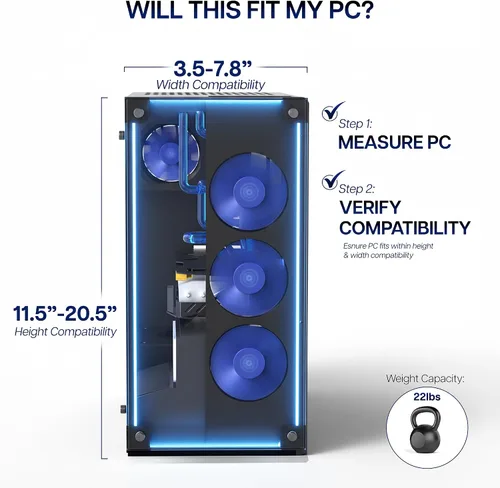 Vista 6 de VIVO Soporte Ajustable con Abrazadera para PC de Pata de Escritorio, Soporte para PC Bajo el Escritorio, Soporte de Carcasa de Computadora CPU
