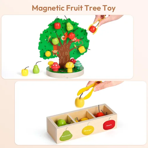 Vista 2 de Woodtoe Juguetes de habilidad motora fina para niños pequeños, juguetes sensoriales de madera Montessori para niños pequeños de 3, 4, 5, 6 años