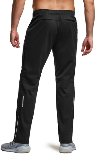 Vista 2 de TSLA - Pantalones deportivos de ciclismo antiviento y térmicos para hombre, forrados de vellón, para exteriores, para el invierno y clima frío