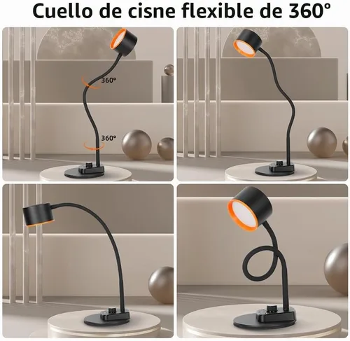 Vista 7 de LiFMIRA Lámpara de Escritorio, Lámpara de Escritorio LED con Puertos de Carga USB C + A, Lámpara de Lectura de Cuidado Visual Completamente