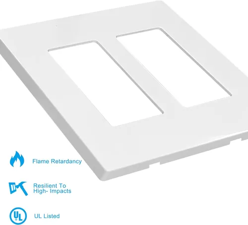 Vista 3 de Placas decorativas de pared de 2 segmentos sin tornillos, cubierta de placa frontal termoplástica irrompible para interruptor de toma de receptáculo
