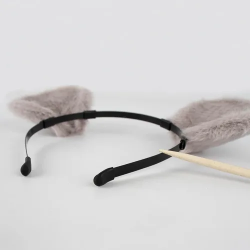 Vista 5 de QinRuan Diadema de orejas de ratón y cola de ratón delgada, accesorios de cosplay de anime de Halloween