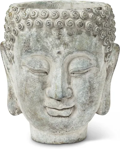 Vista 8 de Abbott Collection 27-DHARMA/350 SM - Maceta pequeña con cabeza de Buda, color gris (5.5 pulgadas de alto)