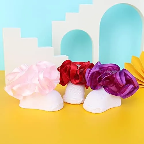 Vista 3 de TONGXiNHUA and three Chinese characters 8 Pairs Ruffle Socks for NewbornInfantToddlerLittle Girls