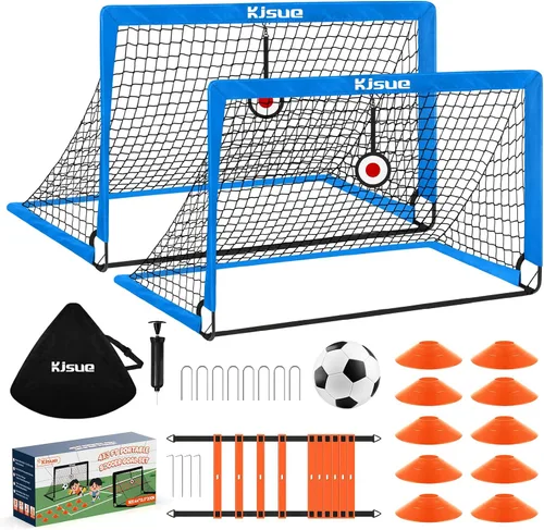 Vista 20 de Portería de fútbol, porterías de fútbol para niños para patio trasero, juego de 2, equipo de entrenamiento de red de fútbol de 4 x 3 pies, portería