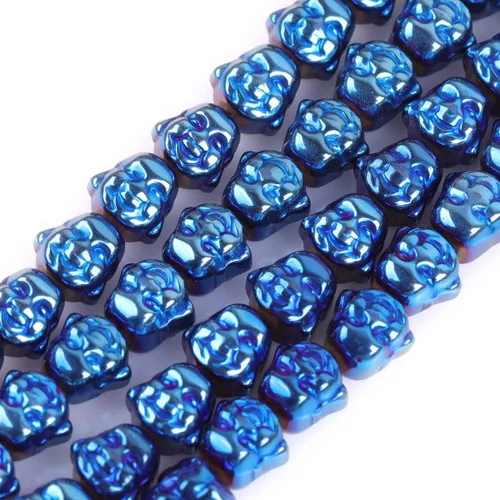 Vista 8 de Cuentas de hematita para hacer joyas, piedras preciosas semipreciosas de 0.394 x 0.551 in, color azul con revestimiento metálico, 15 pulgadas JOE