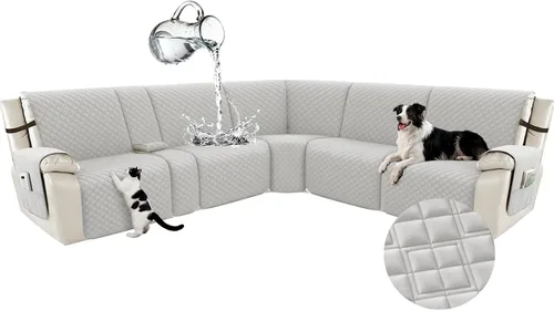 Vista 21 de Arfntevss Fundas para sofá seccional reclinable para sofá seccional en forma de L, funda antideslizante lavable para sofá reclinable con forma de L