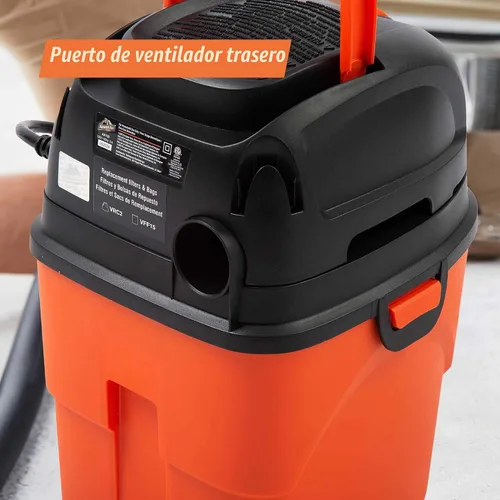 Vista 6 de Armor All® AA155 Aspiradora portátil húmeda/seca de 1.5 galones y 2 HP pico, naranja