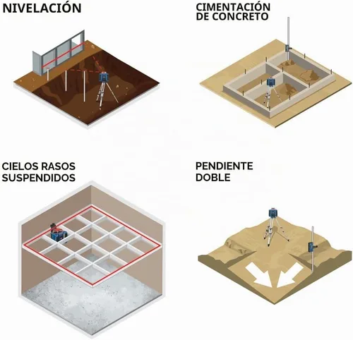 Vista 9 de BOSCH GRL2000-40HK REVOLVE Kit de láser rotativo horizontal autonivelante, incluye trípode, varilla de grado, receptor láser, 2 baterías D, 2